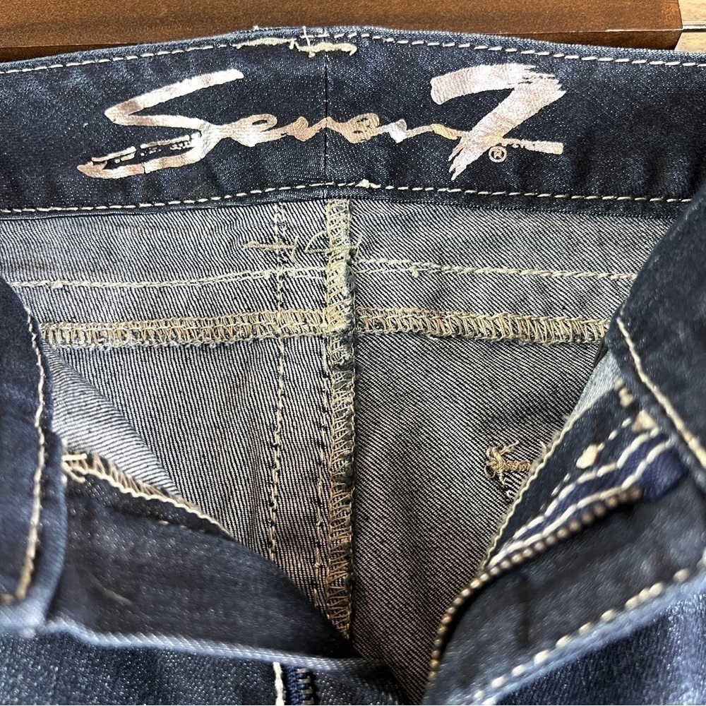 Seven7 Dark Wash White stitching embellished pocket Skinny leg Jeans Size 31 - Picture 7 of 10